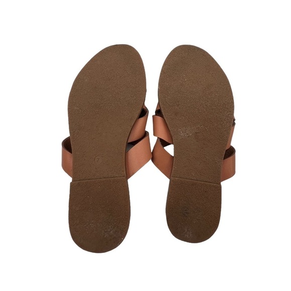 Madewell Boardwalk Brown Leather Woven Slide Slip On Sandals Size 7 Women's - Picture 9 of 10